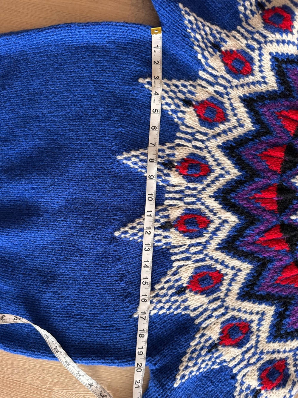 Vintage Marsh Landing Hand Knit Shetland Wool Fair Isle Yoke Sweater M Blue - Picture 4 of 14